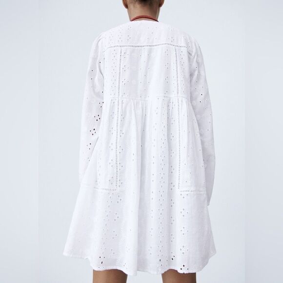 Zara Embroidered Dress White New - Picture 7 of 9